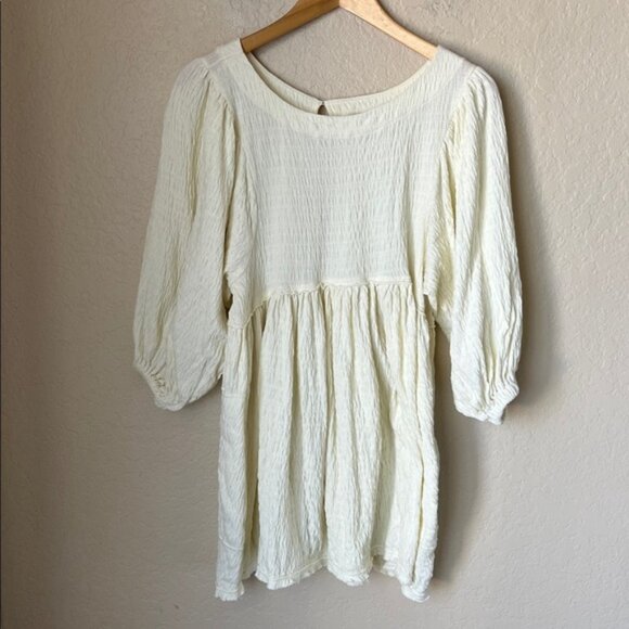 Free people get obsessed ivory smocked babydoll dress - Picture 2 of 8